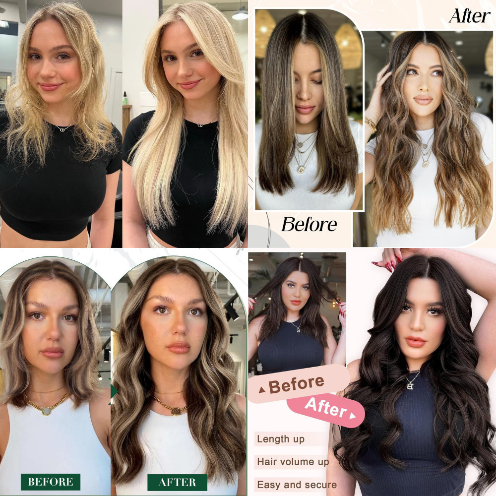AAAAAAAA Russian 100% Human Hair Extensions Full Head Clip in Remy 8 PIECES Soft