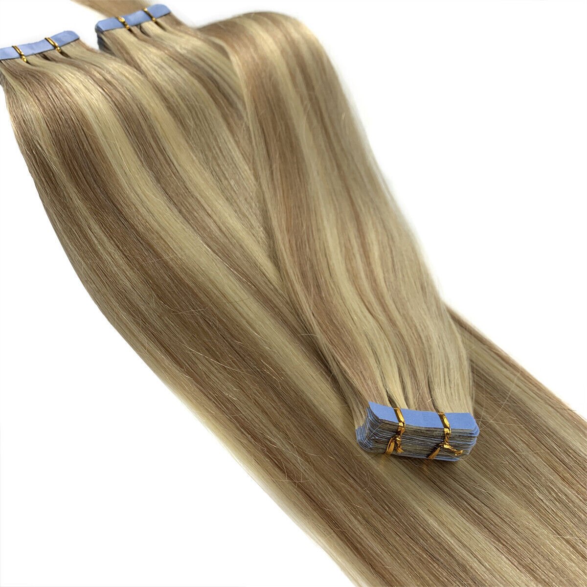 Tape In Real Human Hair Extensions Invisible Glue Skin Wefts Full Head Remy Hair