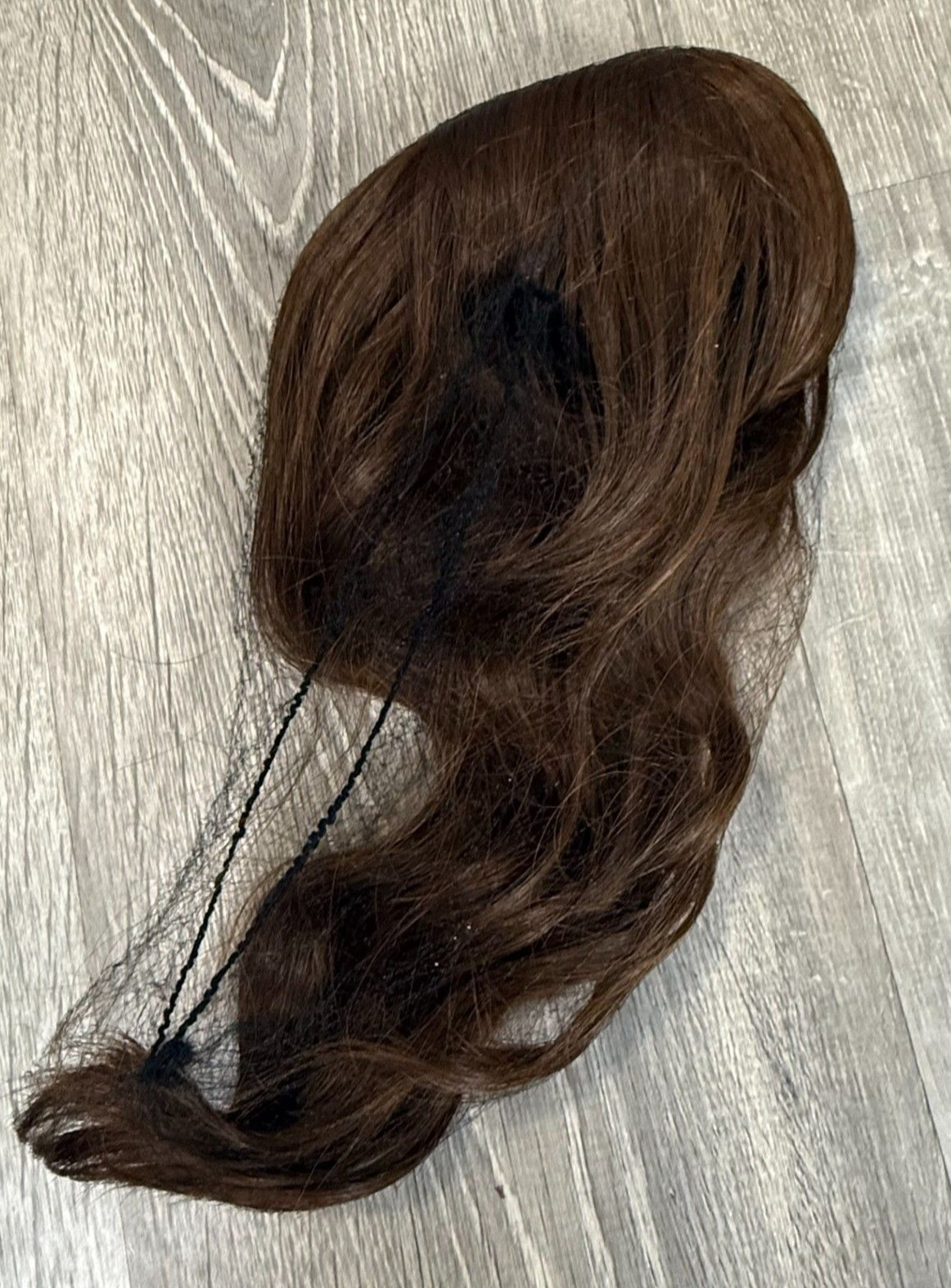 Long Wavy Red Brown Auburn Middle Part Bang Base Crown Hair Topper Hairpiece 14”