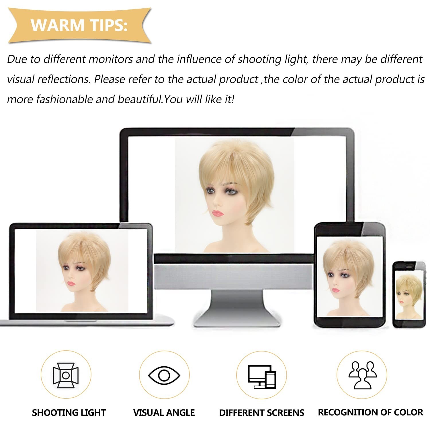 Fashionable Short Blonde Wig with Layers and Bangs – Easy-to-Wear Synthetic Hair