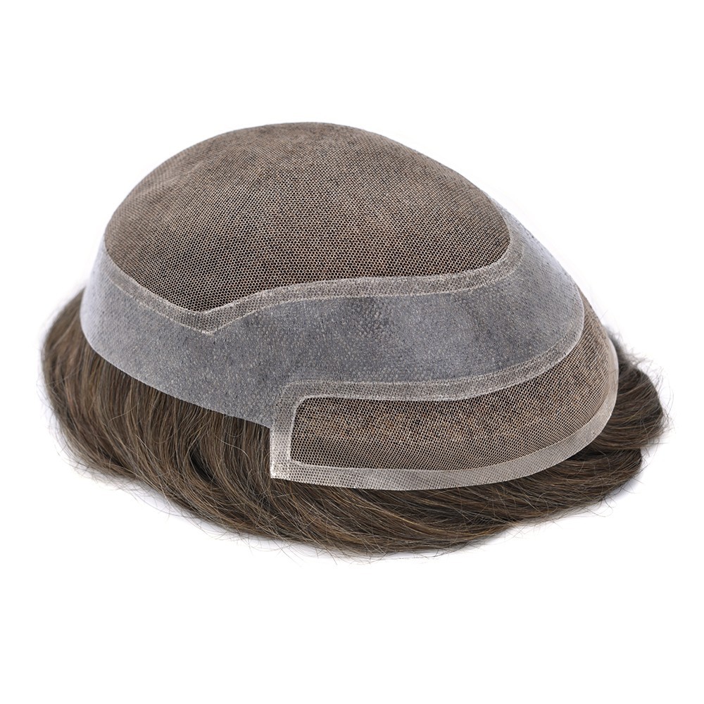 Mens Toupee Hair System Replacement French Lace Mens Hairpiece Skin Wig for Men