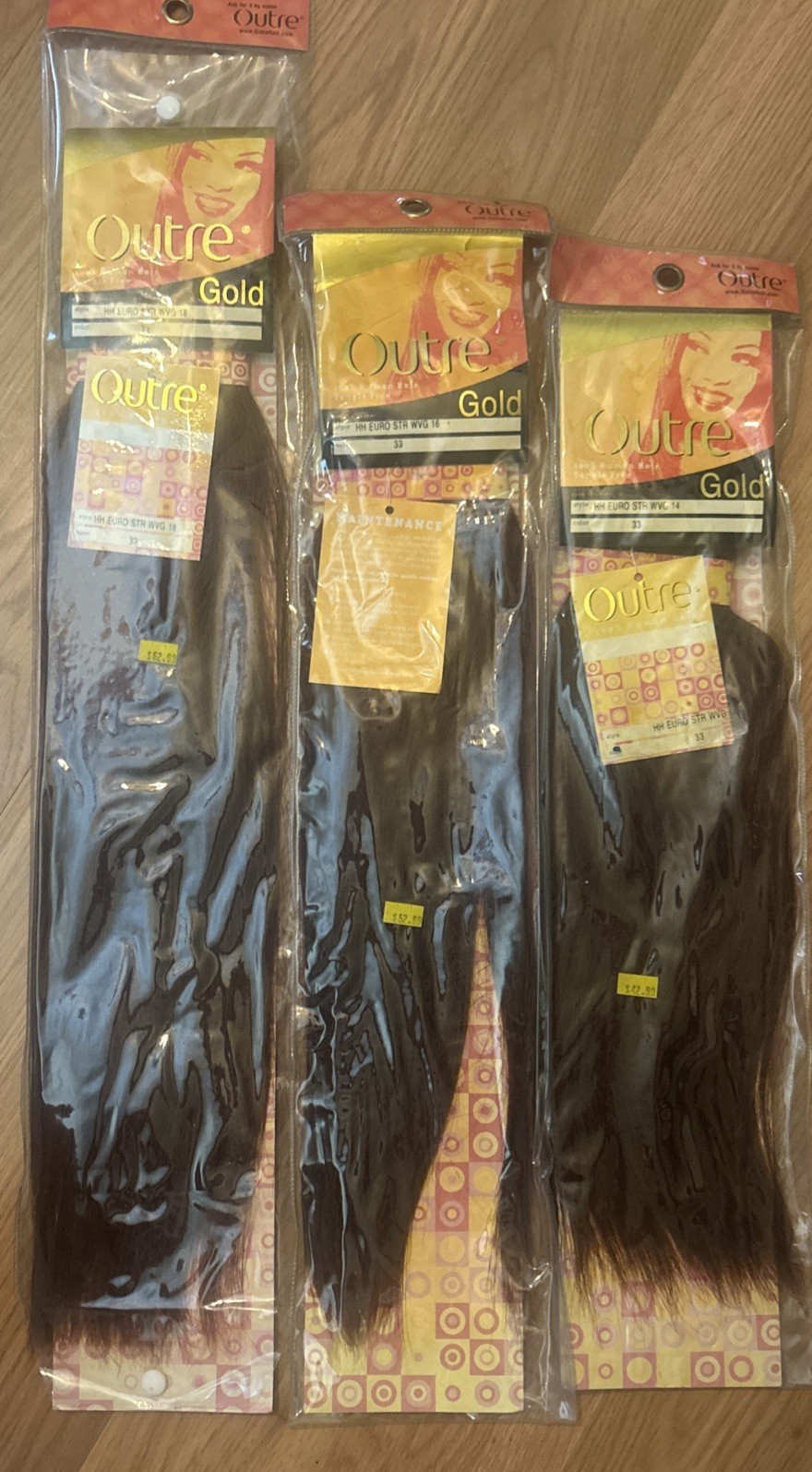 100% Human Hair Ext. Color #33. 18”in, 16”in, 14”in. All 3 Packs For $65