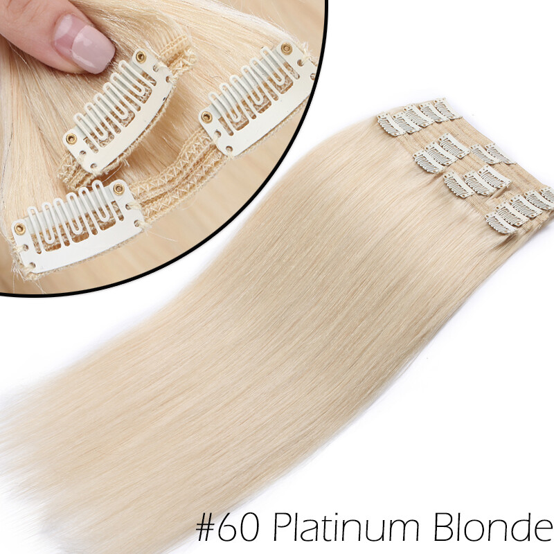 200g Double Weft Clip In 100% Remy Human Hair Extensions Thick Full Head US R03