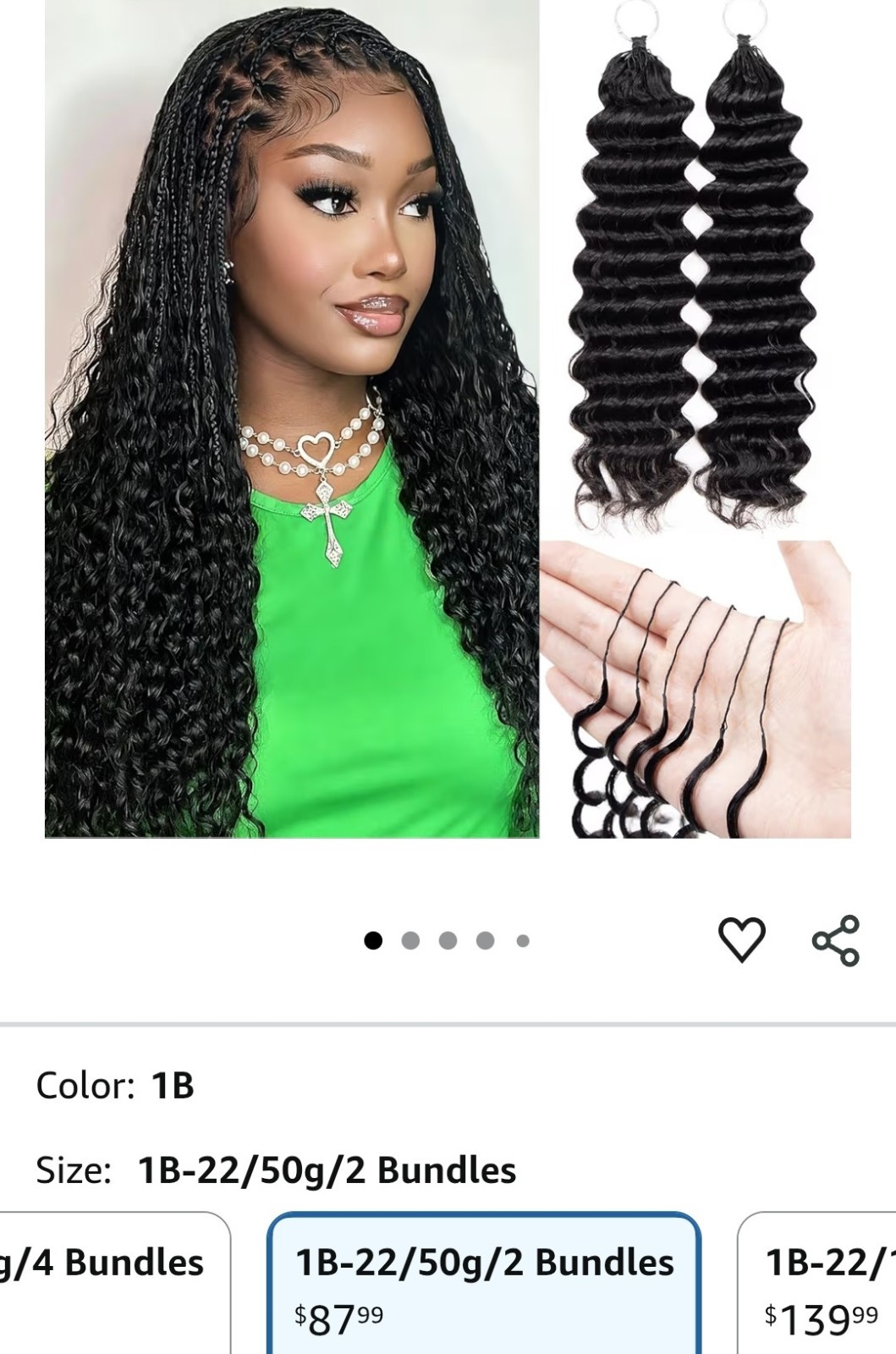 Feather Crochet Deep Wave Human Hair Miracle Knots Pre Separated 50g 22″ 1B
