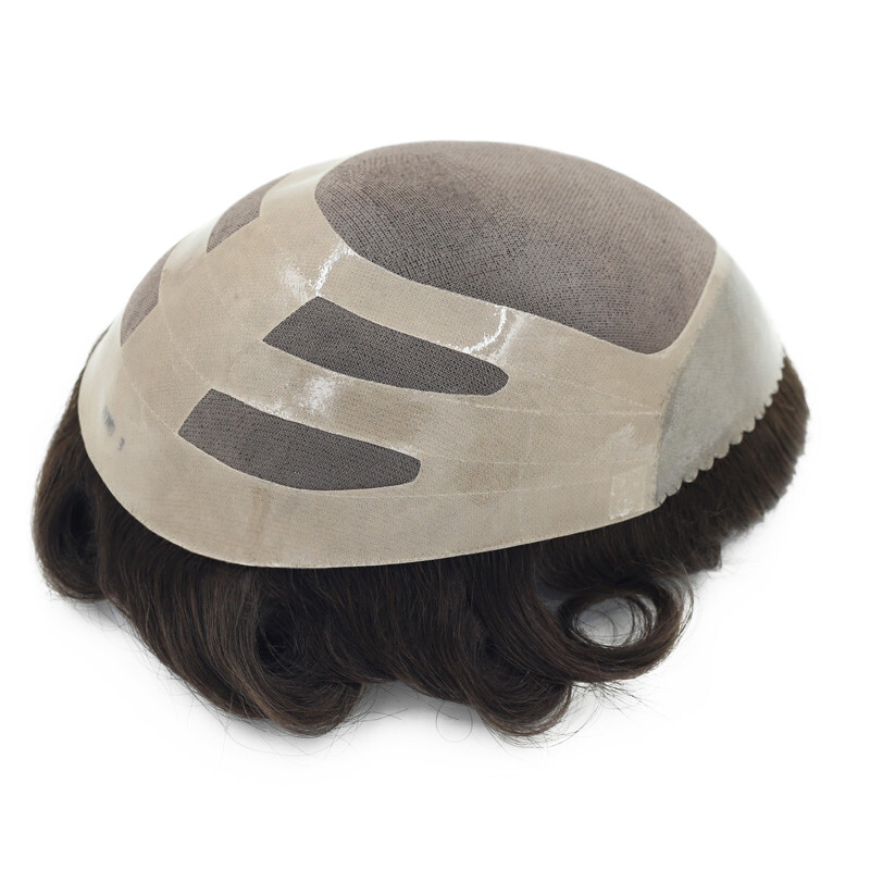 Mens Hairpiece Fine Mono Toupee Human Hair Replacement Systems Economy Shipping