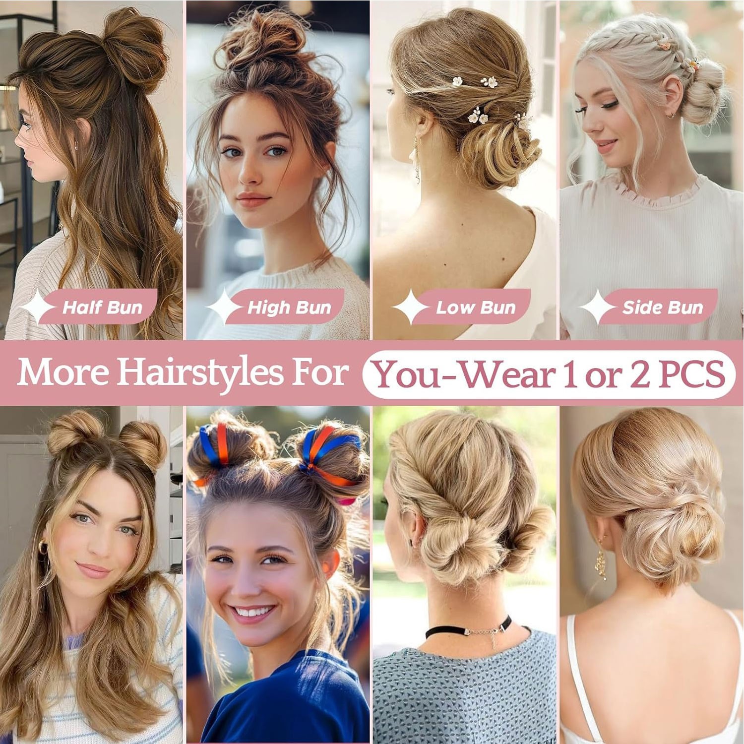 USA Messy Bun Remy Real Human Hair Piece Wrap on Scrunchie Updo Hair Extensions