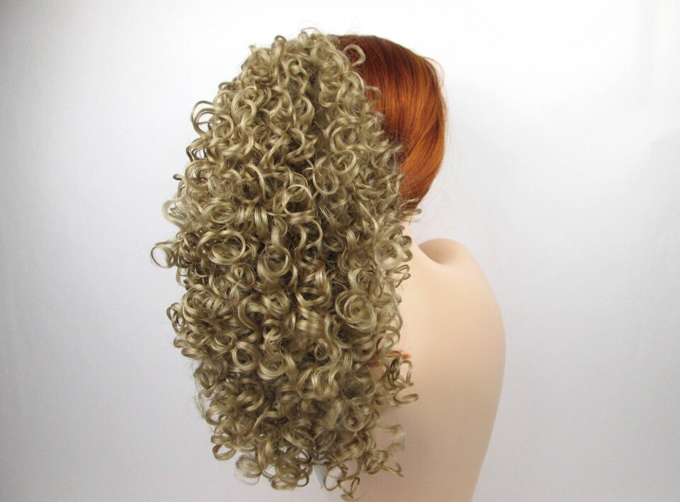 16″ LONG FULL LAYERED SPIRAL CURLS CURLY HAIR PONYTAIL HAIRPIECE BANANA CLIP