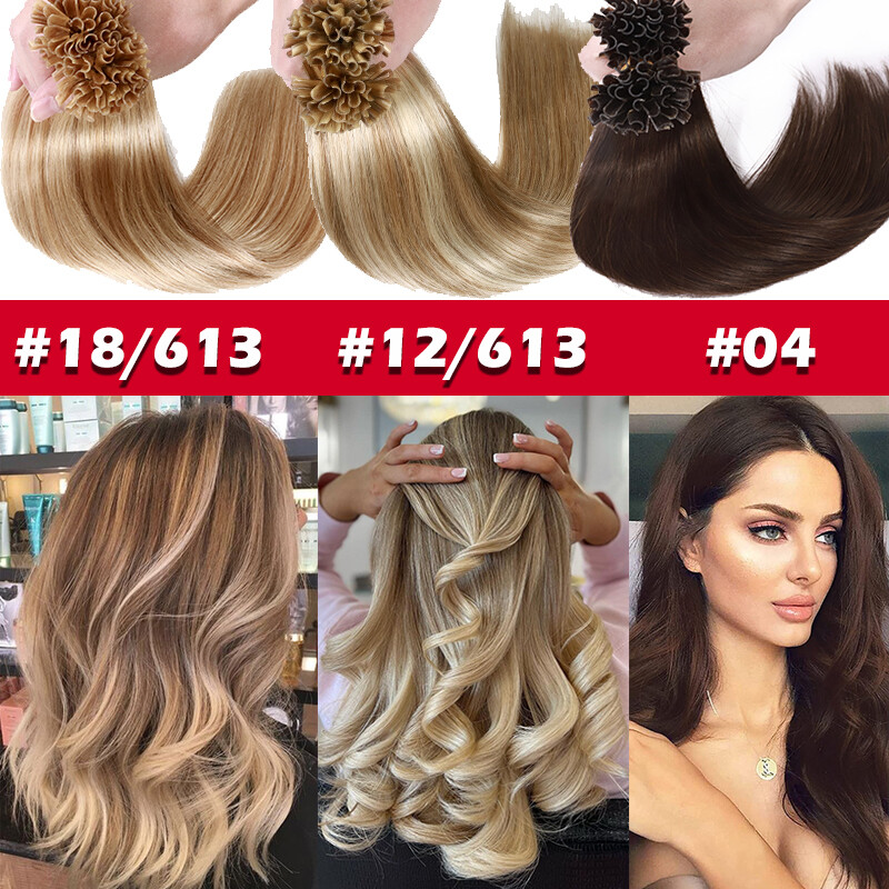 CLEARANCE Pre-Bonded Real Human Hair Extensions Glue Nail U Tip 100% Remy Hair
