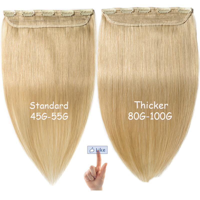 Soft Silky One Piece 100% Remy Human Hair Clip In 3/4 Full Head Extensions THICK