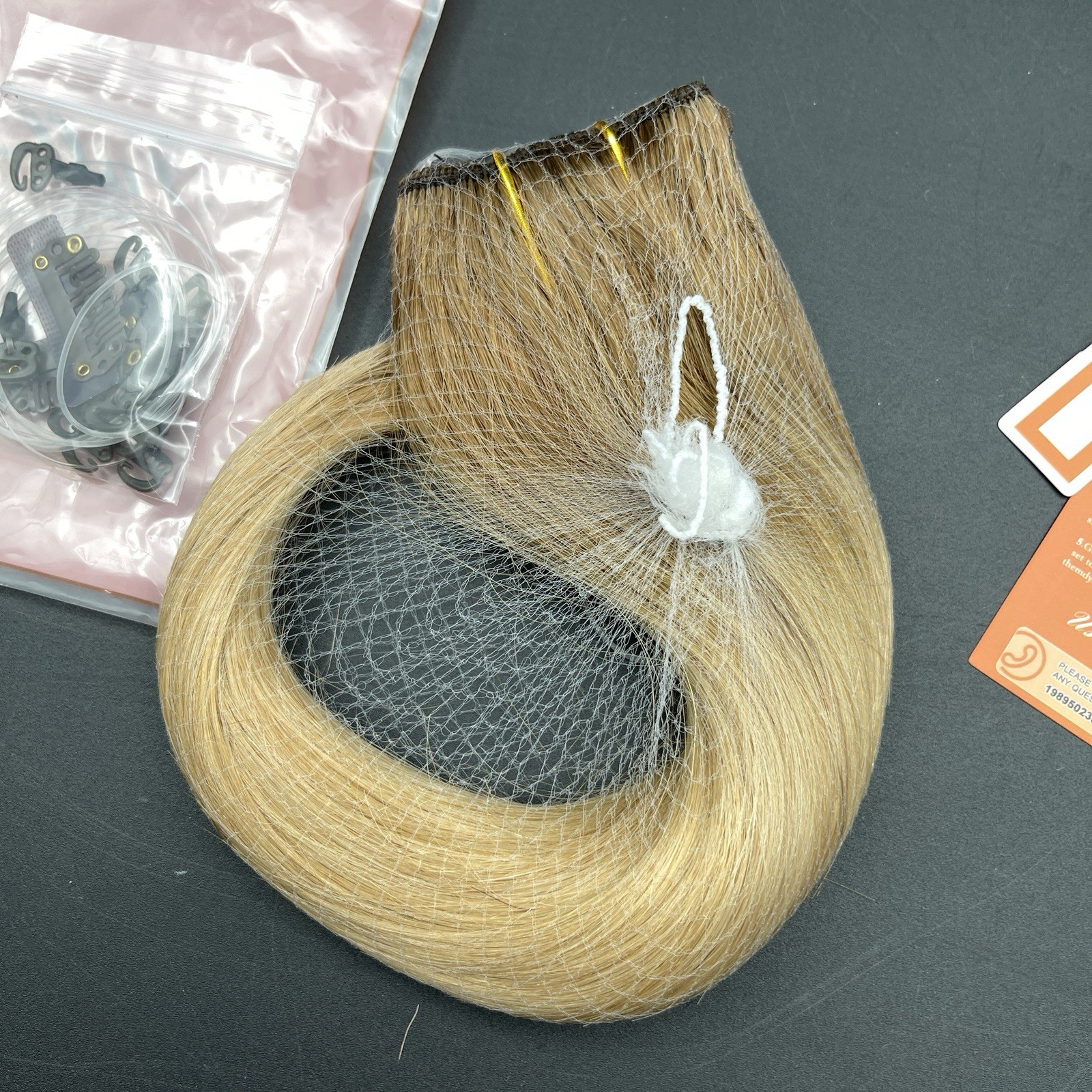 Full Shine 100% Human Hair Extension Weft Ombre Blonde Dark Root 70G 12”