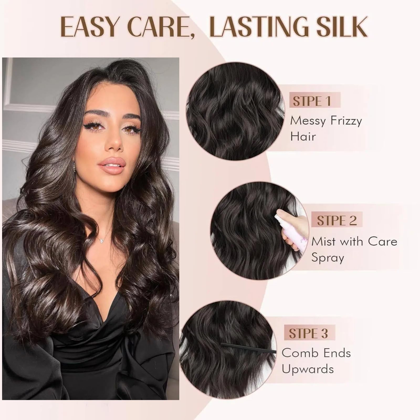 Dark Brown Clip in Hair Extensions 20 Inch Long Straight 4PCS Synthetic