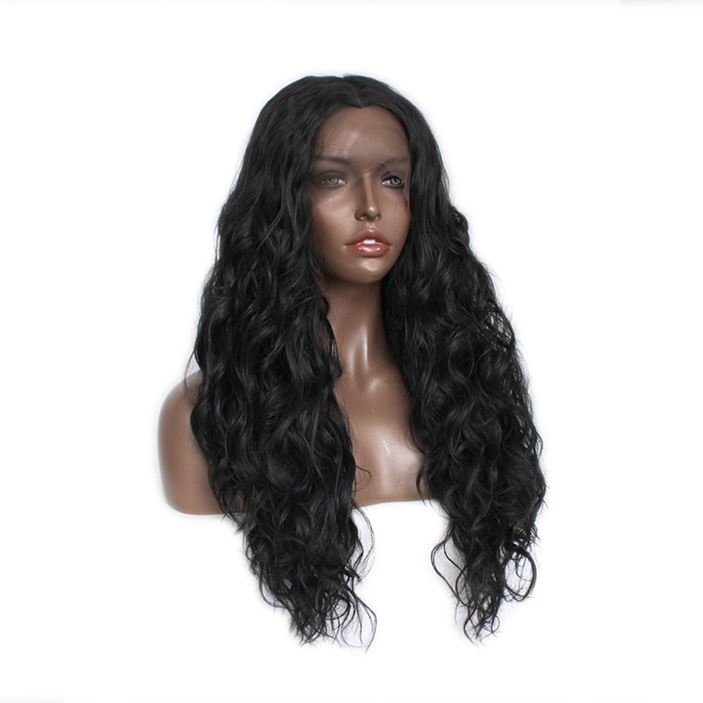 Water Wave Synthetic Lace Front Wig Baby Hair Glueless Heat Resistant Fiber Hair