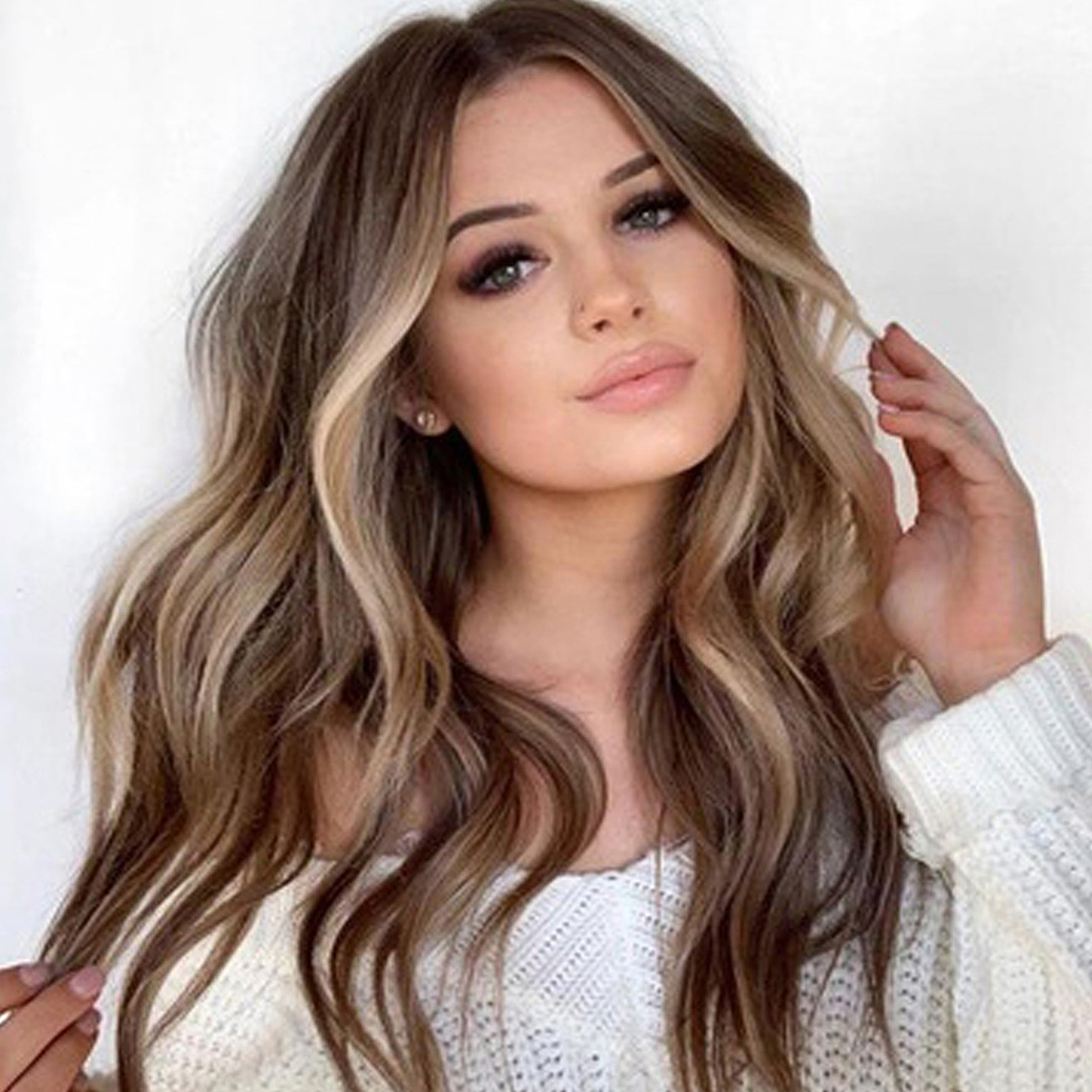 Light Brown Blonde Daily Wigs Ombre Long Wavy Synthetic Hair for Women Cosplay