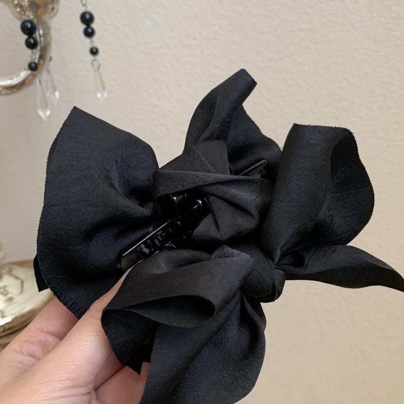 Large Fabric Bow Hair Claw Clip Retro Ponytail Braid Sweet Girl Accessory
