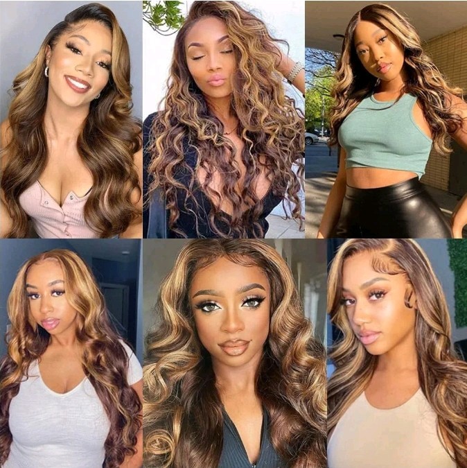 Body Wave Human Hair Bundles 22 24 26 Inch P4/27 Bundles Human Hair Chocolate…