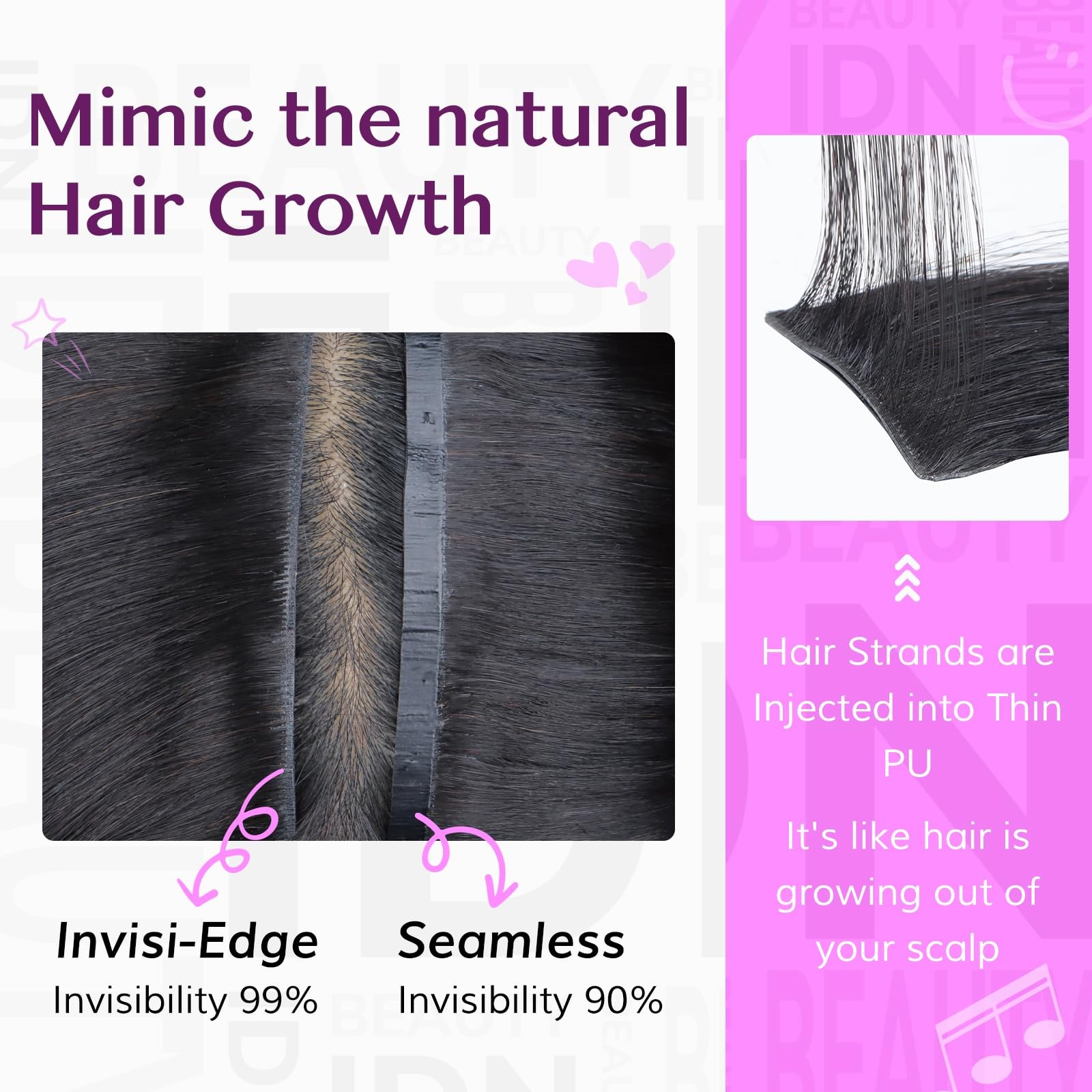 Idn Beauty 52 Invisi Edge Seamless Clip In Hair Extensions Human Hair Combo