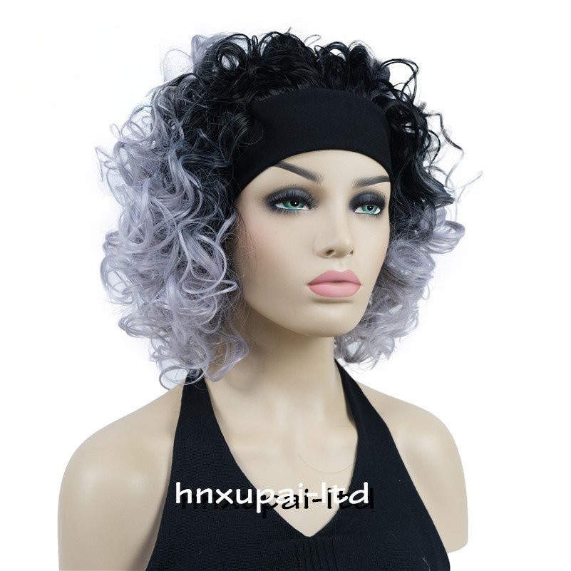 Women Spiral Curls Fluffy 3/4 Half Full Wig Headband Natural Hair Blonde Wigs