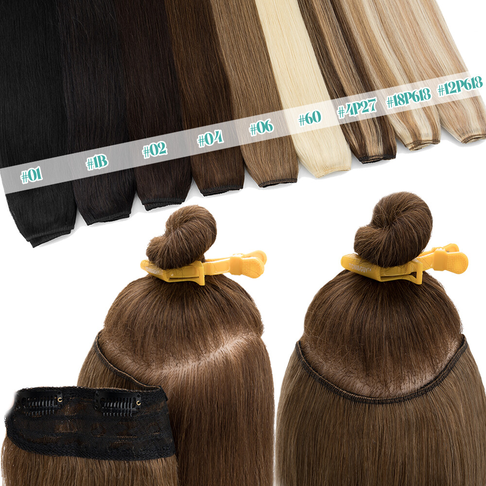 Thick V-Shape One Piece Clip In Highlight Remy Human Hair Extensions Full Head