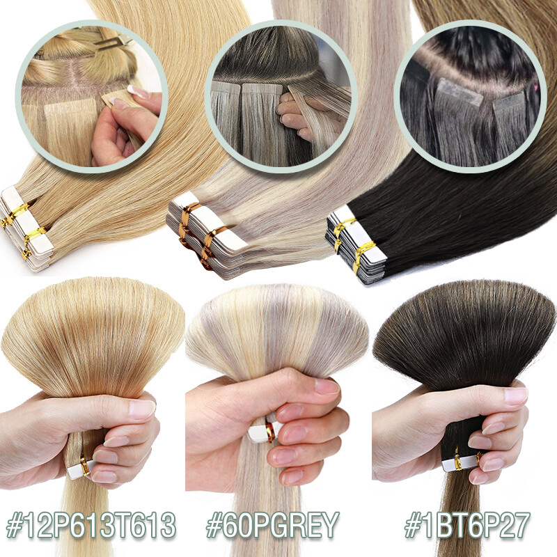 Invisible Tape in Remy Human Hair Extensions Skin Weft Balayage Indian 10pcs