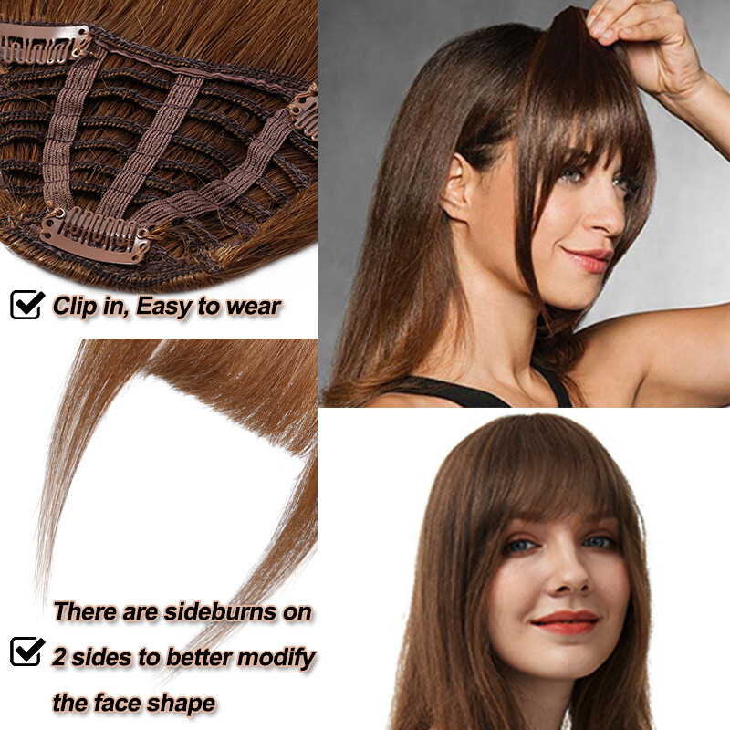 Thin/Thick Fringe Bangs Clip In 100% Remy Human Hair Extensions Hairpiece Topper