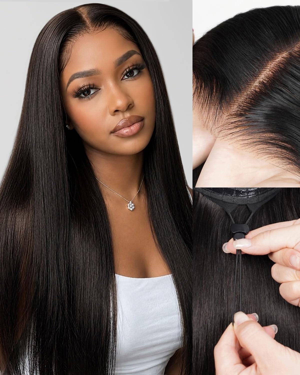100% Human Hair Glueless Wig – 20″ Straight HD Lace Front, Pre-Plucked, 210% Den