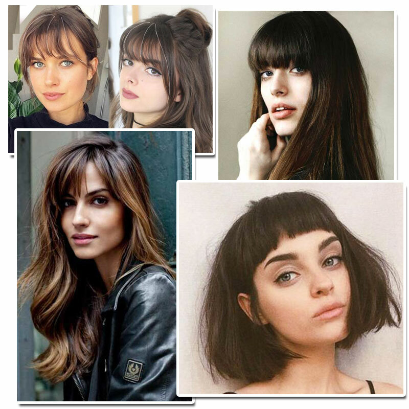 Thick/Thin Fringe Bangs 100% Remy Human Hair Extensions Clip In Hairpiece Brown
