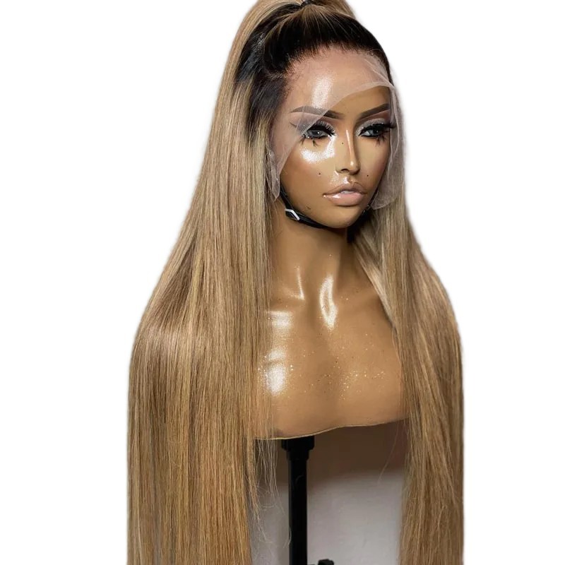 Lace Front Wig Long Straight Pre Plucked Highlight blonde Heat Resistant Hair
