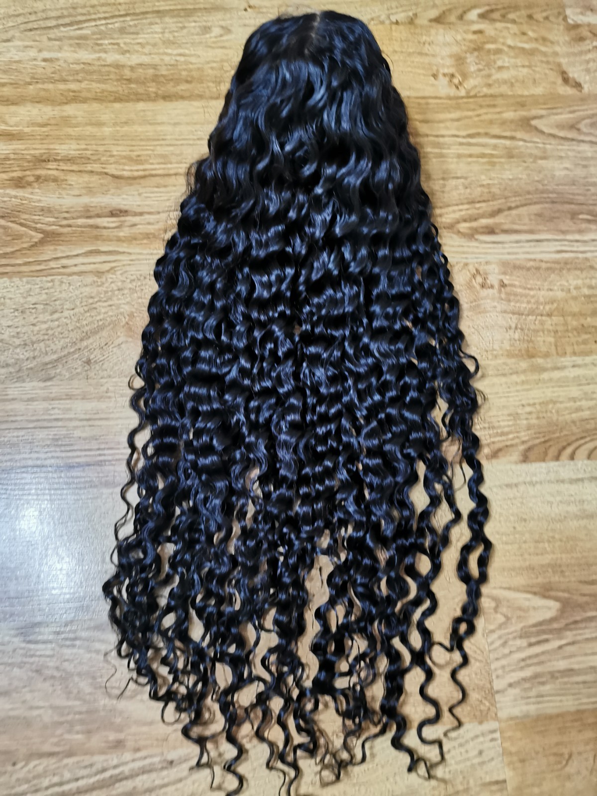 Custom High Quality Sexy Deep Curly 26” Virgin Human Hair Wig 1B