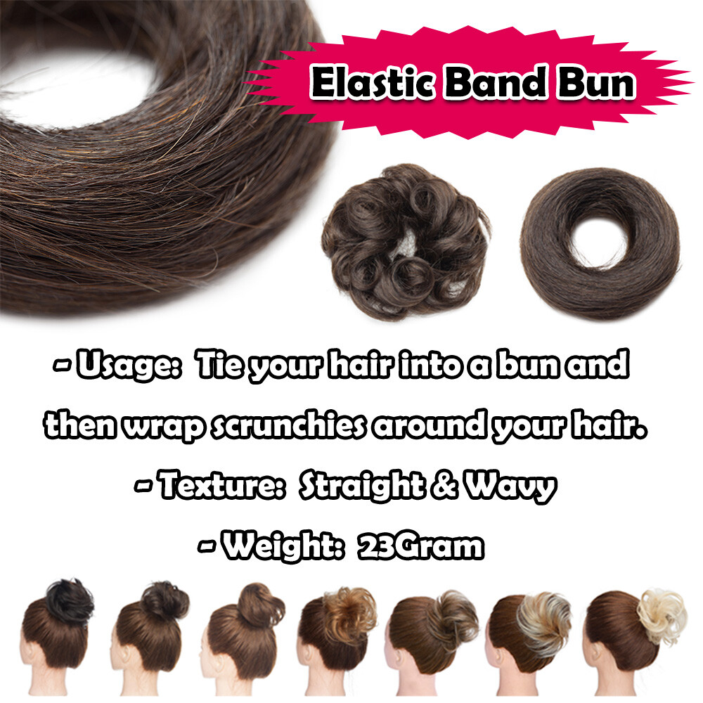 REMY Messy Bun Piece Clip In 100% Human Hair Extensions Updo Scrunchie Pony Tail