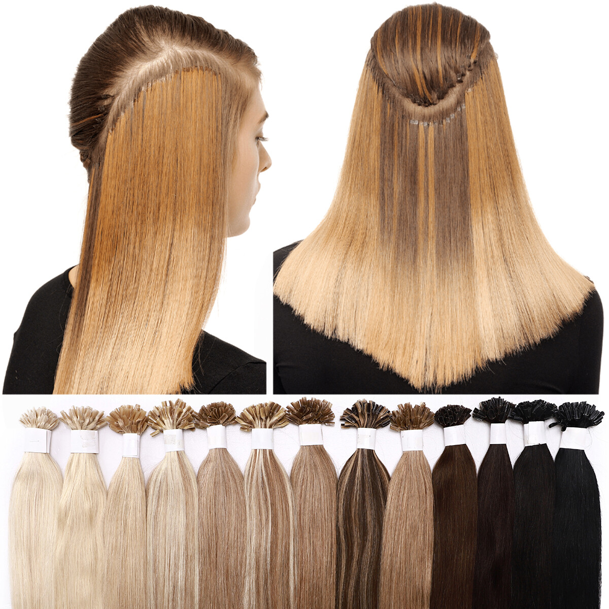 Nail U Tip THICK Keratin Real Remy Human Hair Extension 16-24 Thick Russian Glue