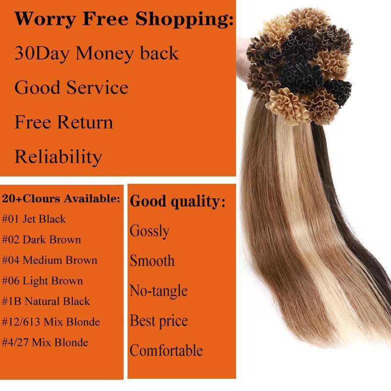 Balayage Keratin Nail U Tip Remy Human Hair Extensions Pre Bonded Fusion 1G L005