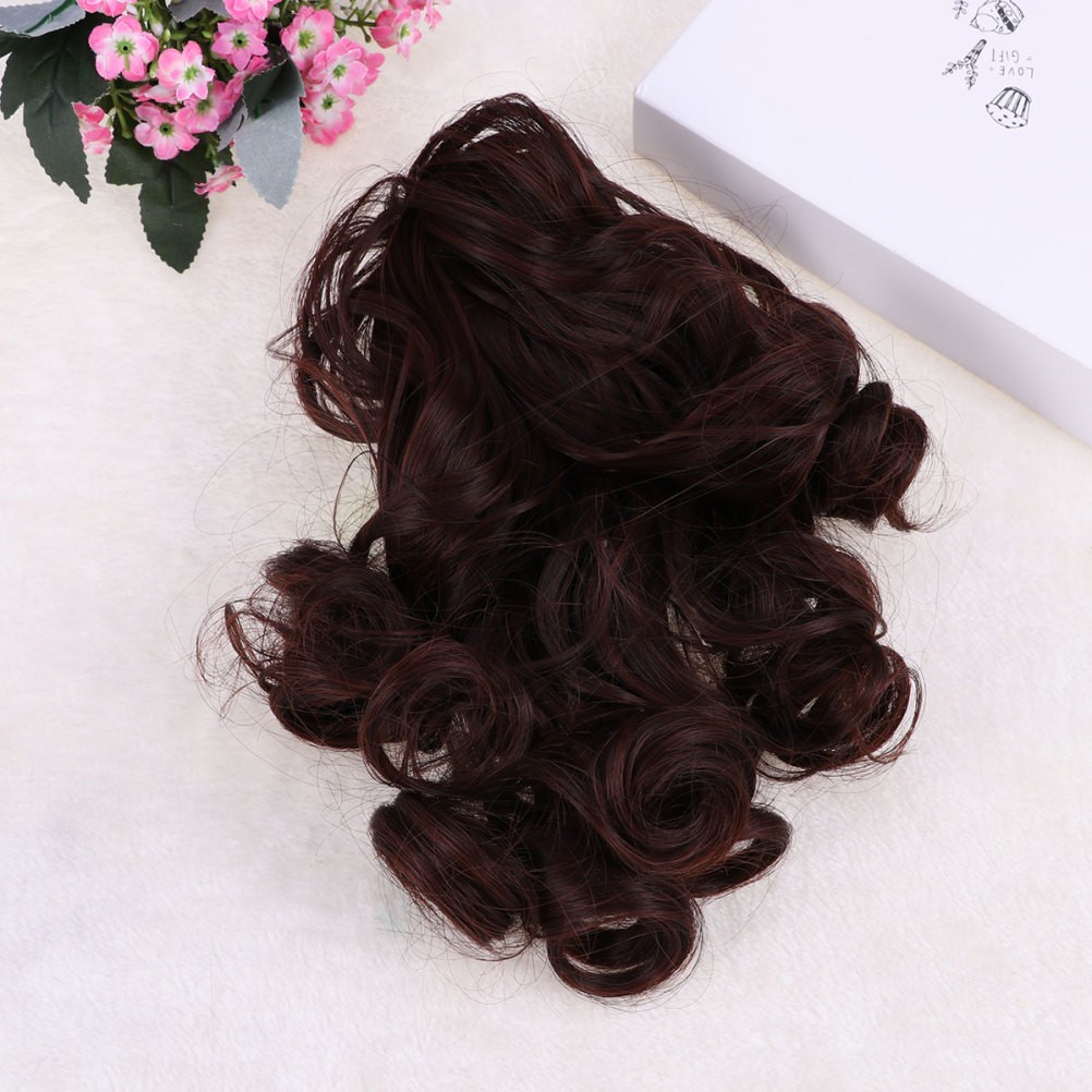 Brown Synthetic Wigs Claw Ponytail Extension Natural Look Easy to Wear
