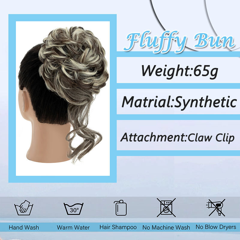 Real THICK Messy Curly Hair Bun Chignon Claw Clip Ponytail Scrunchie Extensions