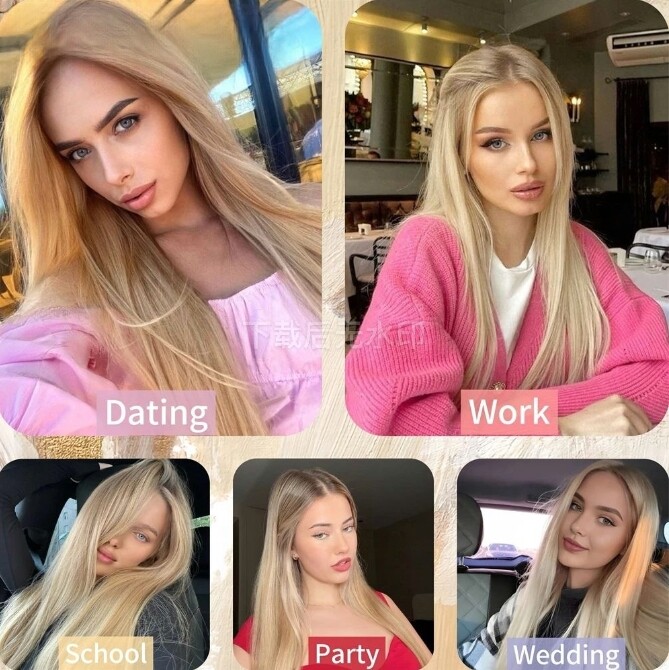 Lace Front Virgin Human Hair Wig Balayage Beige Ombre Hightlight Straight Wig