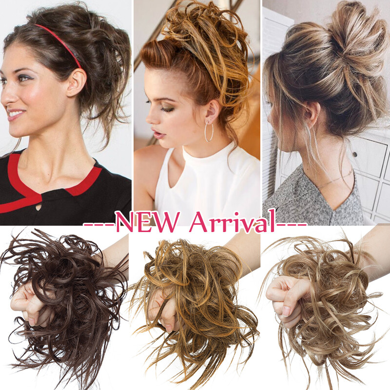 THICK X-LARGE Messy Bun Hair Piece Scrunchie Updo Wrap Hair Extensions as Human