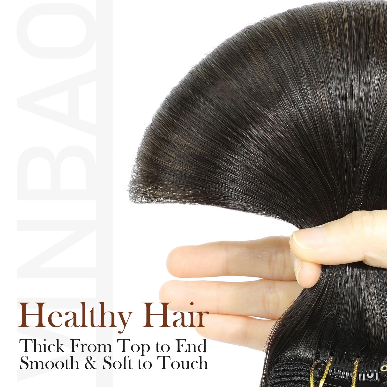 Vinbao Hair Extensions Clip In Human Hair Black Roots To Brown 140G 16 Inch