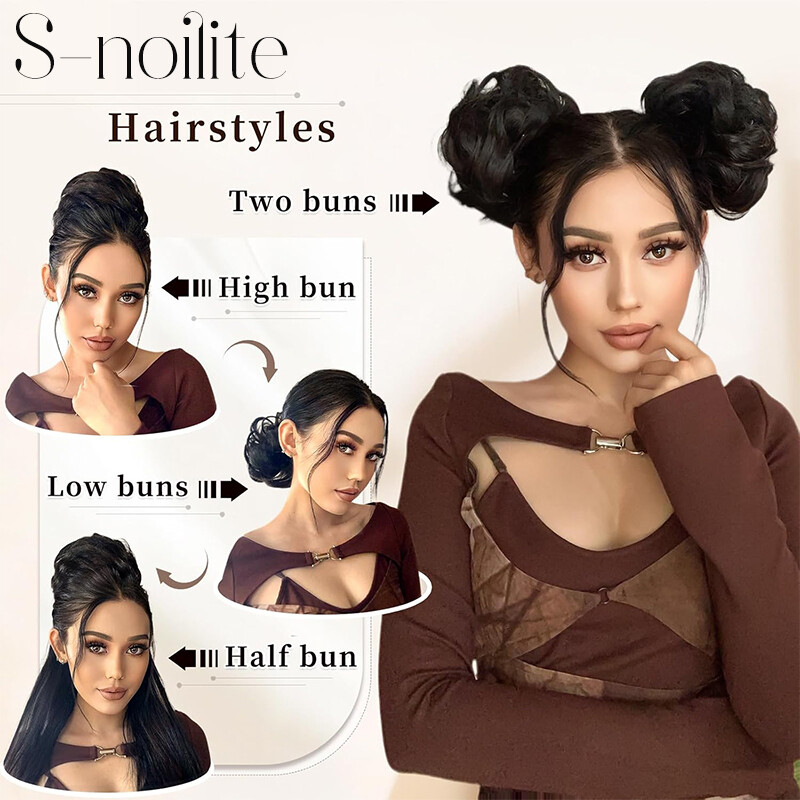Natural As Human Hair Messy Bun Ponytail Extensions Curly Scrunchie Updo Chignon
