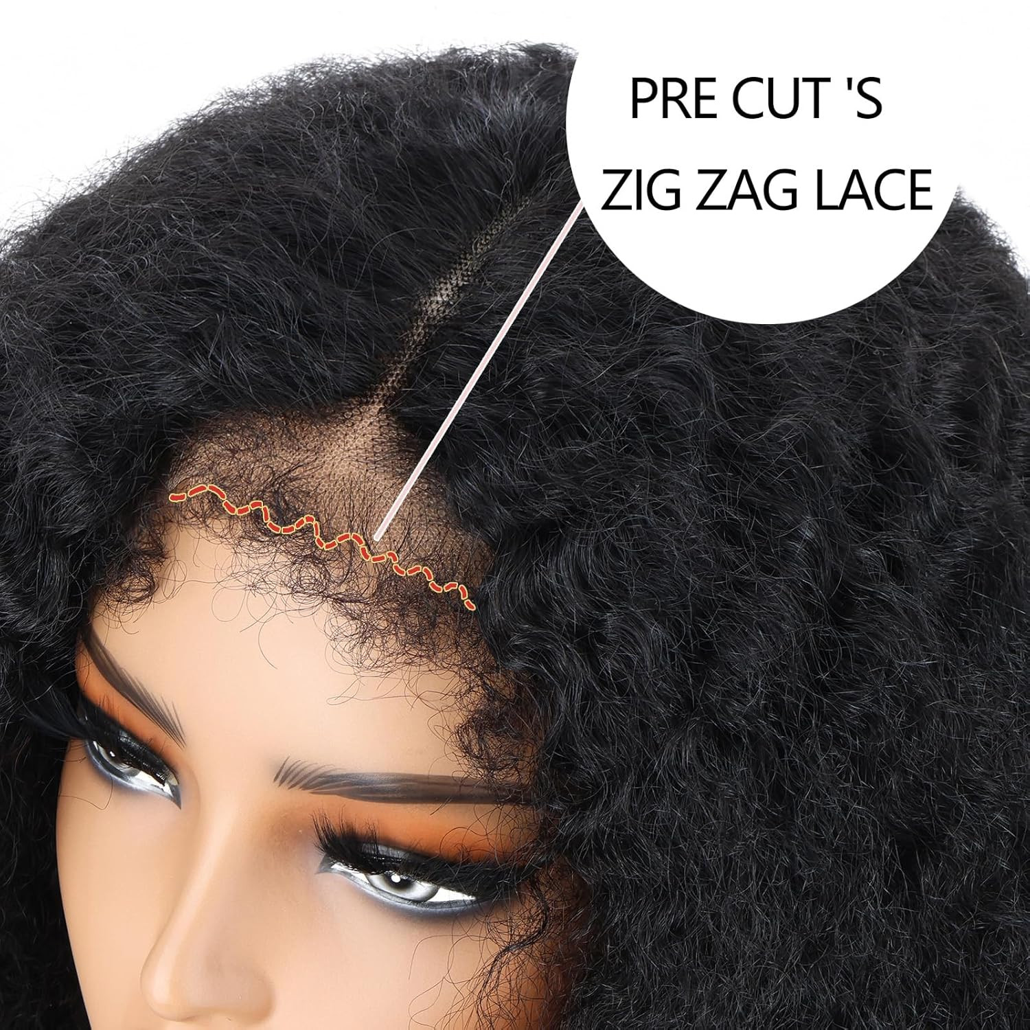 Black Kinkycurly 4C Edge Wig Human Hair 4X4 HD Lace Afro Kinky Closure Wig for B