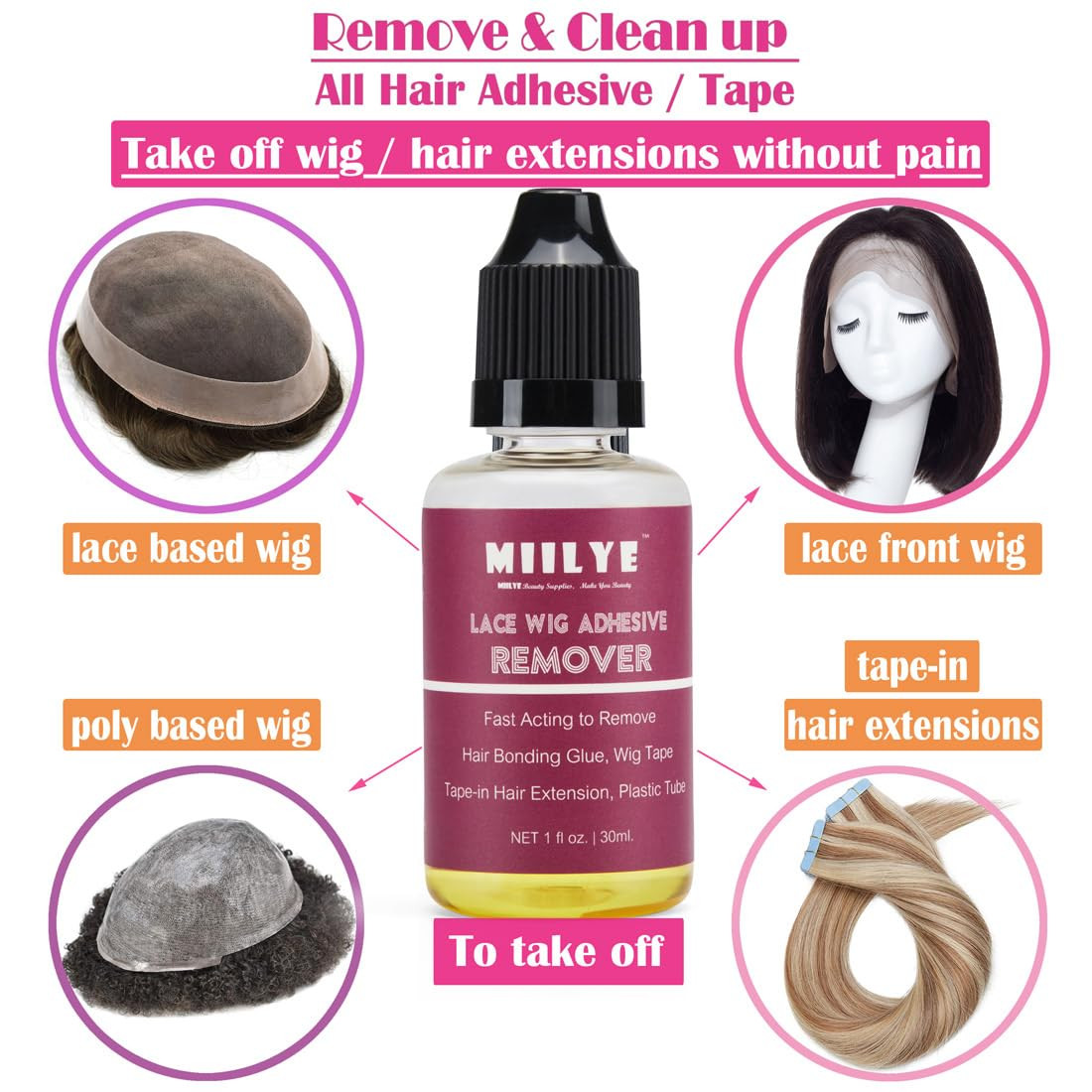 Wig Glue Remover X 2 Bottles, Tape in Hair Extensions Remover |Solvent for Ad…