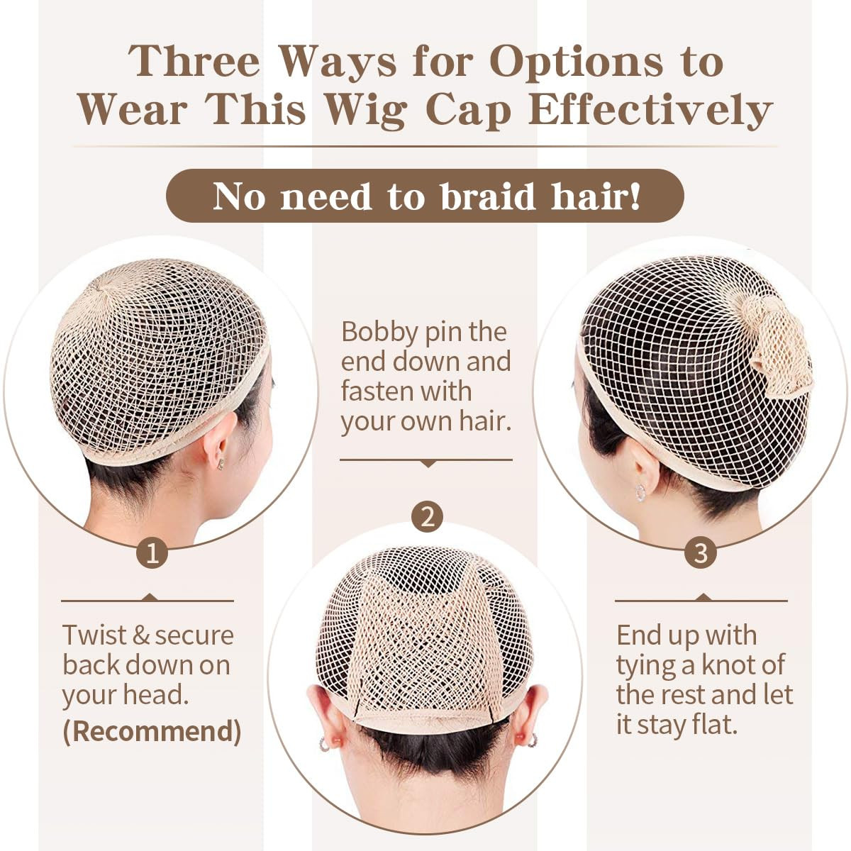 Wig Caps, No Braiding Needed Wig Caps for Wig Beginner, Wig Net for Long Hair, H