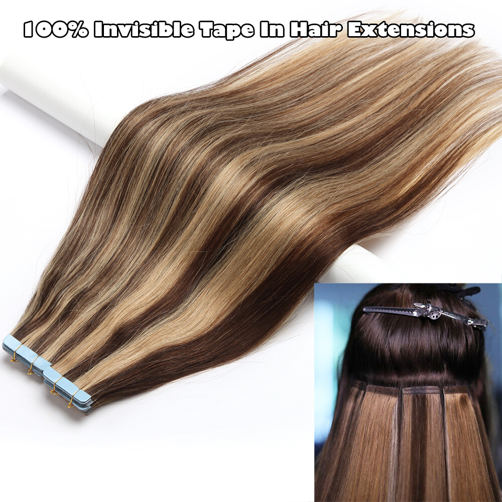 CLEARANCE 60Pcs Tape In Remy Human Hair Extensions Fusion Glue Weft Thick 150Gr