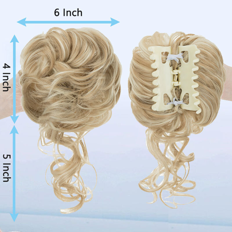 Real THICK Messy Curly Hair Bun Chignon Claw Clip Ponytail Scrunchie Extensions