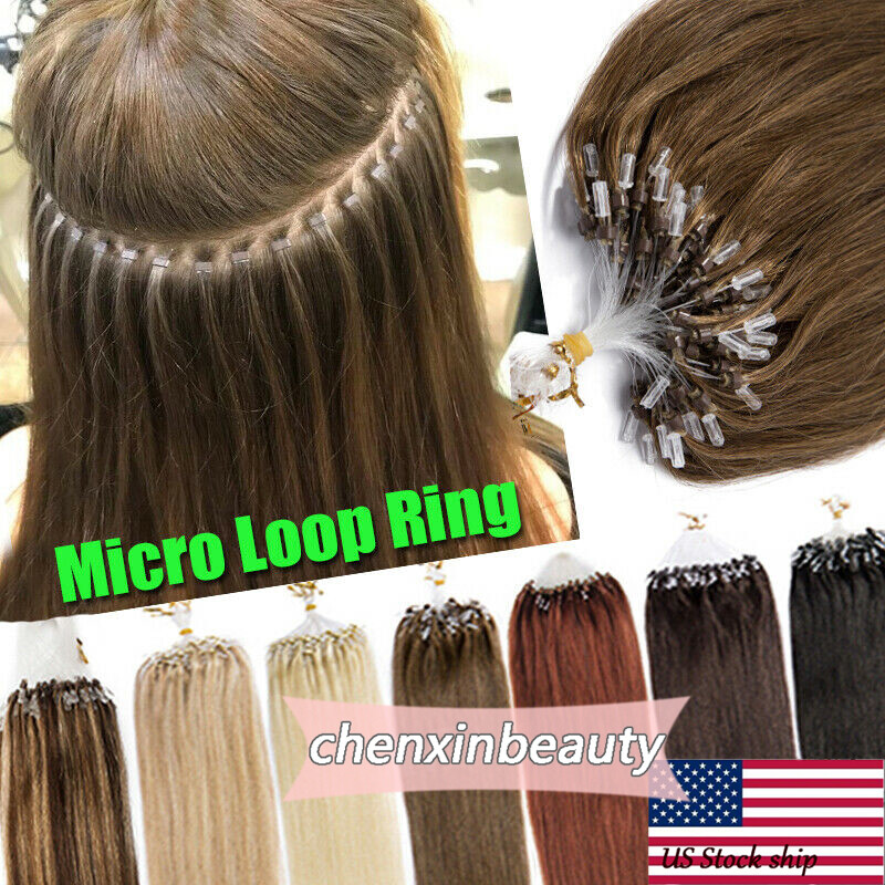 Micro Ring Beads Link Hair Extensions Real Human Hair Russian Remy Hair Straight