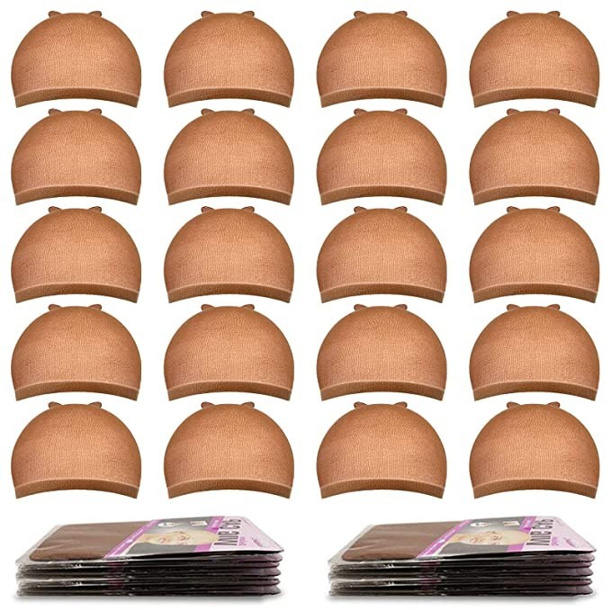 12 PCS Wig Cap Liner Stocking Cap Nylon Stretch Black brown Beige