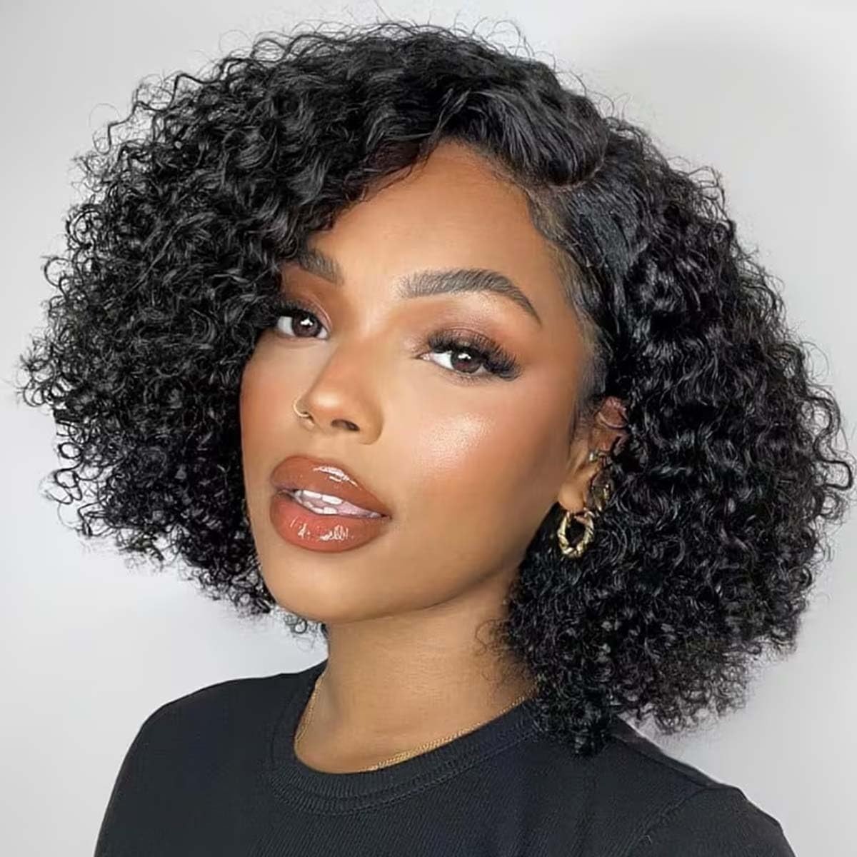 Peruvian KInky Curly 13×4 Lace Front Human Hair Wigs for Black Women Glueless