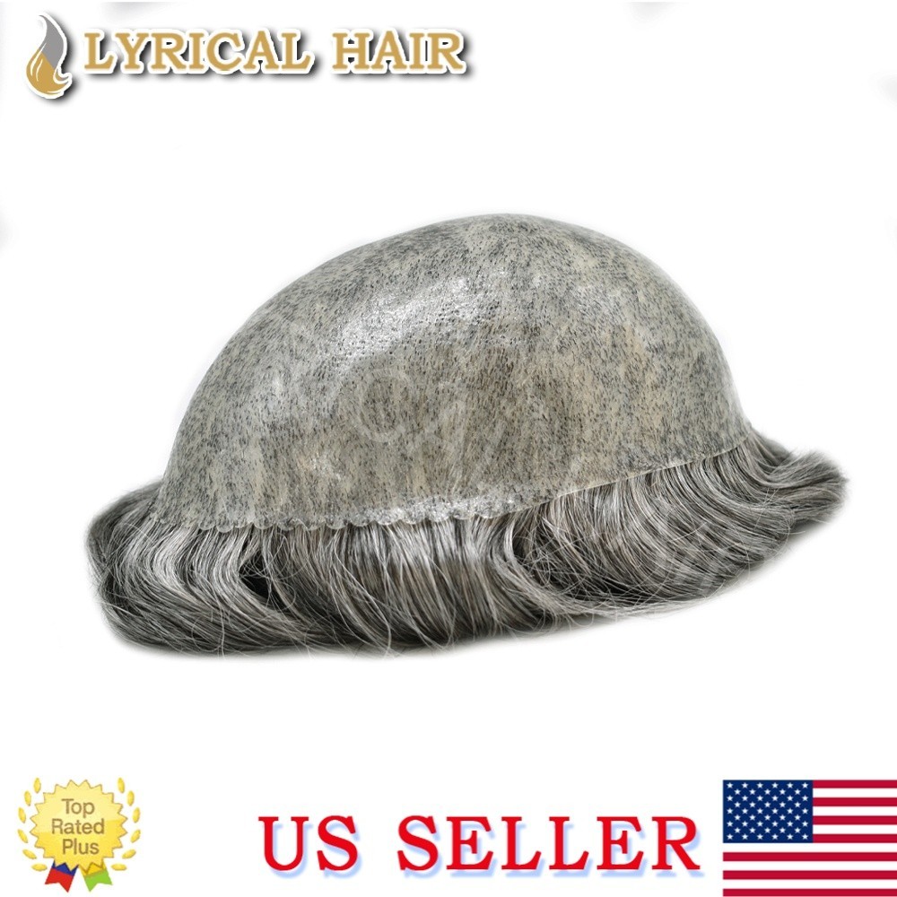 All PU Mens Toupee Real Human Hair Injected Durable Skin Hair Replacement System