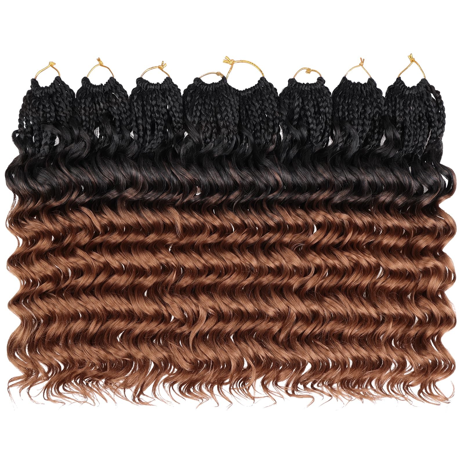 10 Inch 8 Packs Curly Crochet Hair Pre Looped Boho Ocean Wave Crochet Hair Bl.