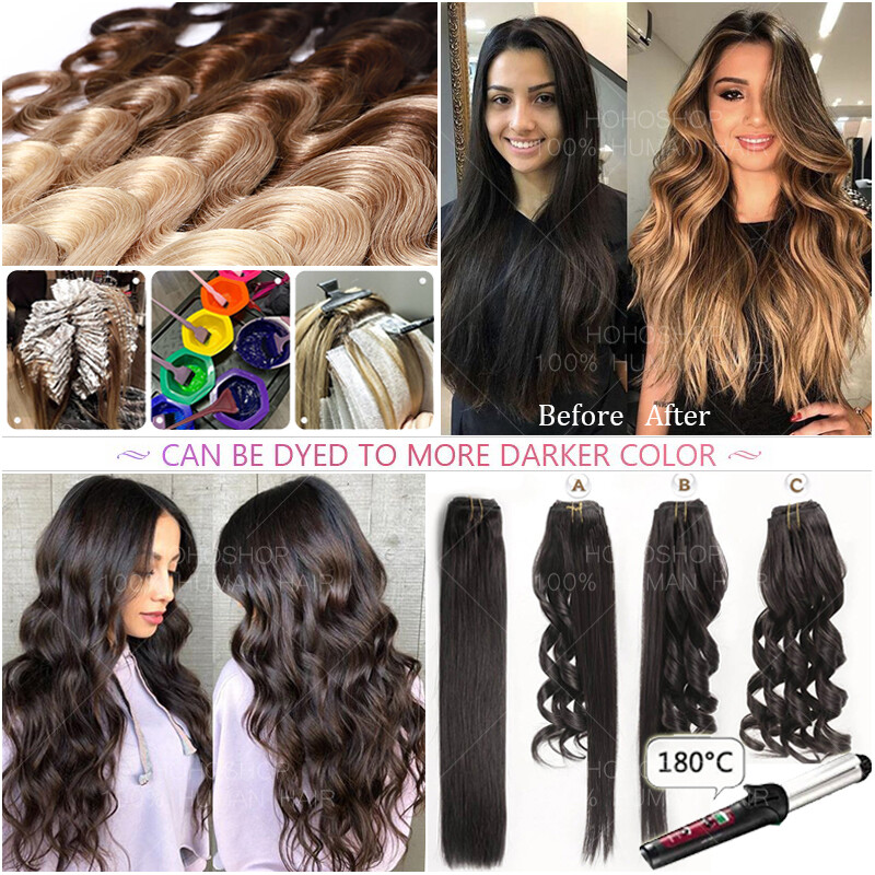 10″-24″ Clip In 100% Real Remy Human Hair Extensions Full Head Ombre 8 Pieces