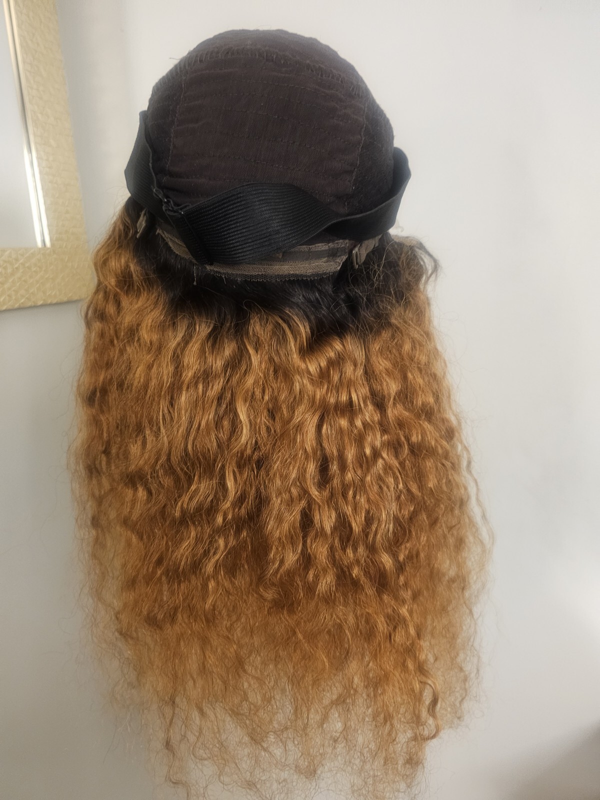High Quality regular Top Copper Brown 22″ curly 100% Virgin Human Hair Lace Wig