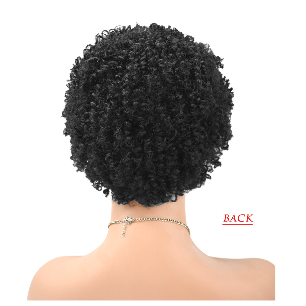Kinky Curly Short Human Hair Afro Wigs for Black Women with Bangs Brazilian US